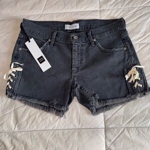 James Jeans Dark Gray Lace-Up Denim Shorts